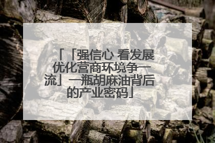 「强信心 看发展 优化营商环境争一流」一瓶胡麻油背后的产业密码