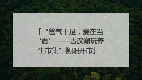 “爸气十足，爱在当‘夏’——古汉潮玩养生市集”衡阳开市