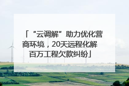 “云调解”助力优化营商环境，20天远程化解百万工程欠款纠纷