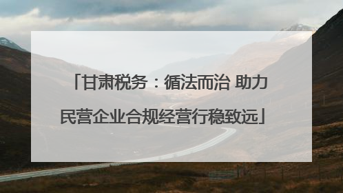 甘肃税务：循法而治 助力民营企业合规经营行稳致远