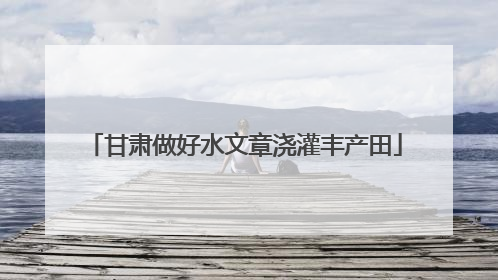甘肃做好水文章浇灌丰产田