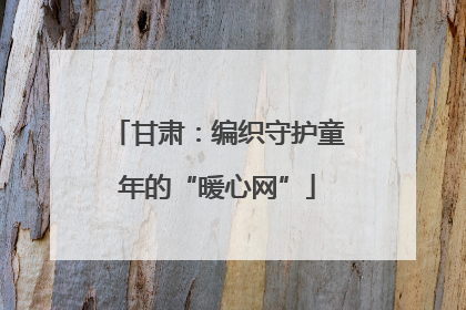 甘肃：编织守护童年的“暖心网”