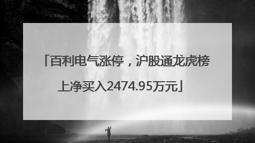 百利电气涨停，沪股通龙虎榜上净买入2474.95万元