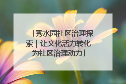 秀水园社区治理探索｜让文化活力转化为社区治理动力