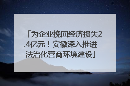 为企业挽回经济损失2.4亿元！安徽深入推进法治化营商环境建设