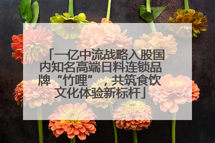 一亿中流战略入股国内知名高端日料连锁品牌“竹哩”，共筑食饮文化体验新标杆