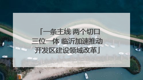 一条主线 两个切口 三位一体 临沂加速推动开发区建设领域改革
