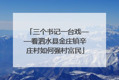 三个书记一台戏——看泗水县金庄镇辛庄村如何强村富民