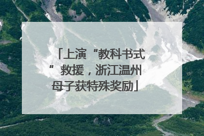 上演“教科书式”救援，浙江温州母子获特殊奖励