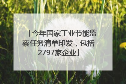 今年国家工业节能监察任务清单印发，包括2797家企业