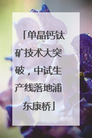 单晶钙钛矿技术大突破，中试生产线落地浦东康桥
