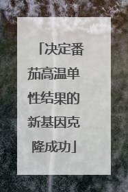 决定番茄高温单性结果的新基因克隆成功