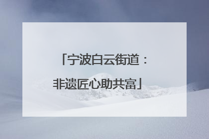 宁波白云街道：非遗匠心助共富