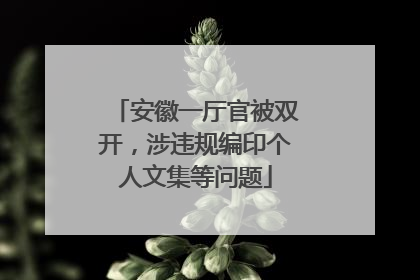 安徽一厅官被双开，涉违规编印个人文集等问题