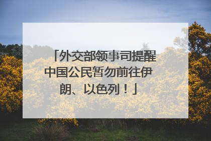 外交部领事司提醒中国公民暂勿前往伊朗、以色列！