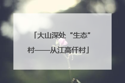 大山深处“生态”村——从江高仟村