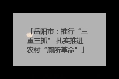 岳阳市：推行“三重三抓” 扎实推进农村“厕所革命”