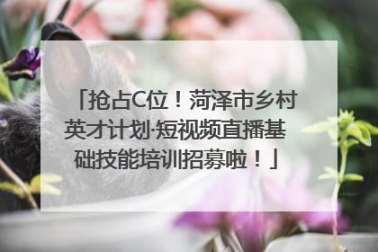抢占C位！菏泽市乡村英才计划·短视频直播基础技能培训招募啦！
