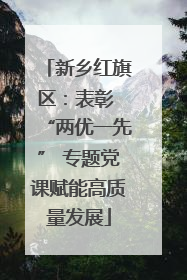 新乡红旗区：表彰 “两优一先” 专题党课赋能高质量发展