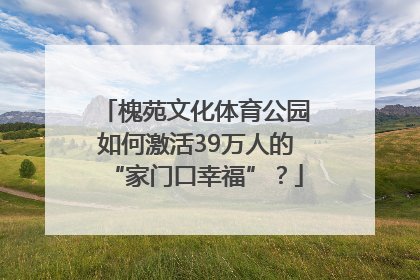 槐苑文化体育公园如何激活39万人的“家门口幸福”？
