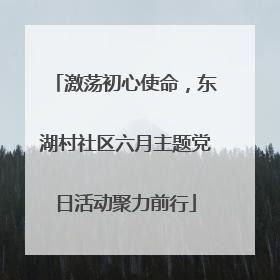 激荡初心使命，东湖村社区六月主题党日活动聚力前行