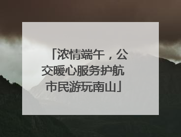 浓情端午，公交暖心服务护航市民游玩南山