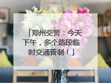 郑州交警：今天下午，多个路段临时交通管制！