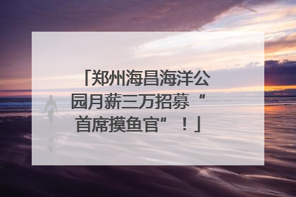 郑州海昌海洋公园月薪三万招募“首席摸鱼官”！