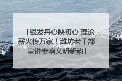 银发丹心映初心 理论薪火传万家！潍坊老干部宣讲奏响文明新韵