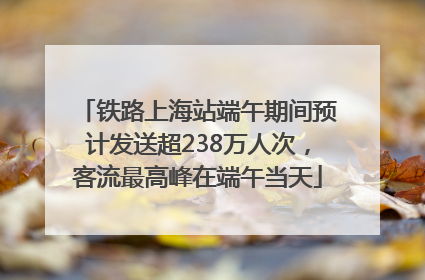 铁路上海站端午期间预计发送超238万人次，客流最高峰在端午当天