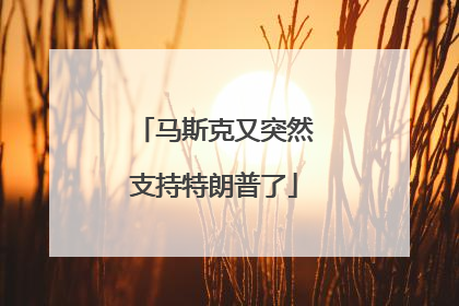 马斯克又突然支持特朗普了